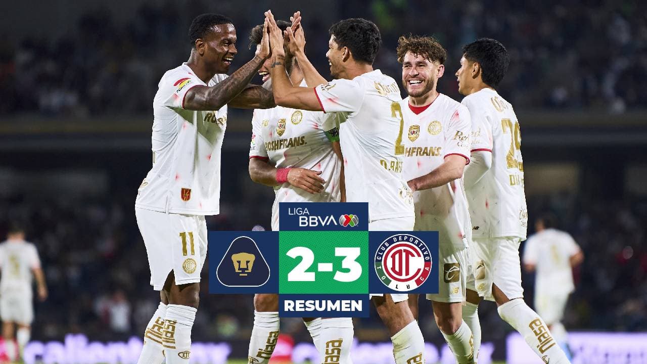 Toluca queda como único invicto de la Liga MX tras vencer a Pumas