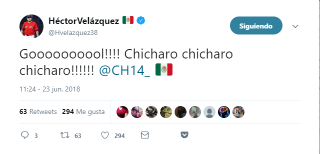 El lanzador mexicano de los Boston Red Sox Héctor Velázquez manifestó su alegría por el gol de Javier Hernández.