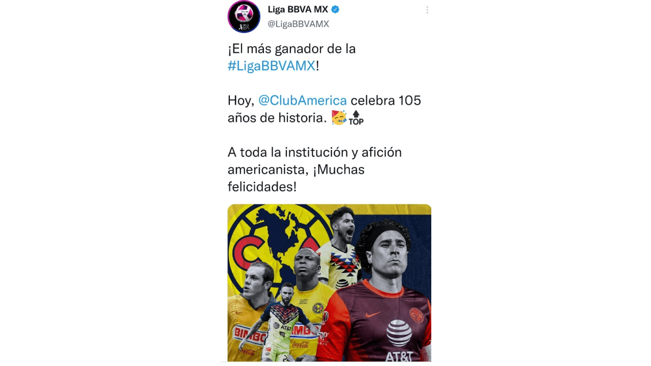 El Club más grande de América cumple 105 años de existencia y las felicitaciones se hicieron extensas en redes sociales. Aficionados, jugadores y ex jugadores, otros clubes y periodistas se sumaron al homenaje de las Águilas.