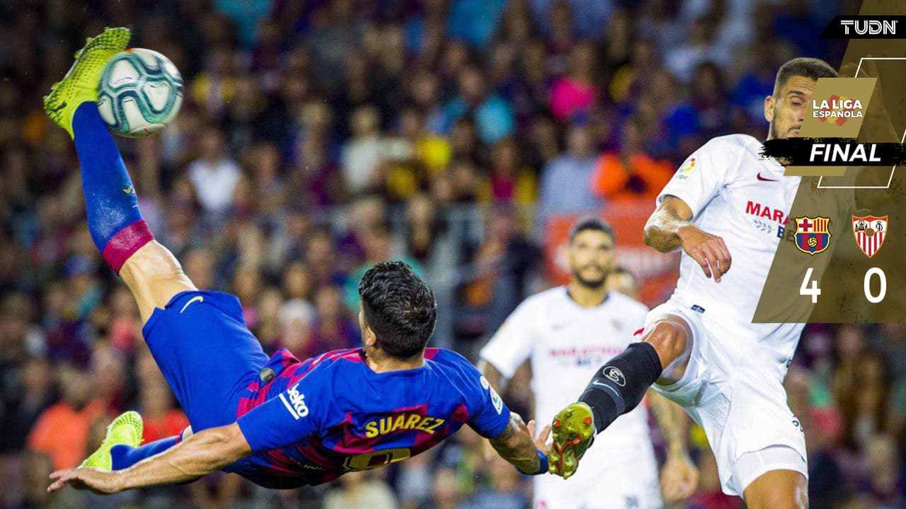 Barça golea a Sevilla; Chicharito deja a los culés con nueve