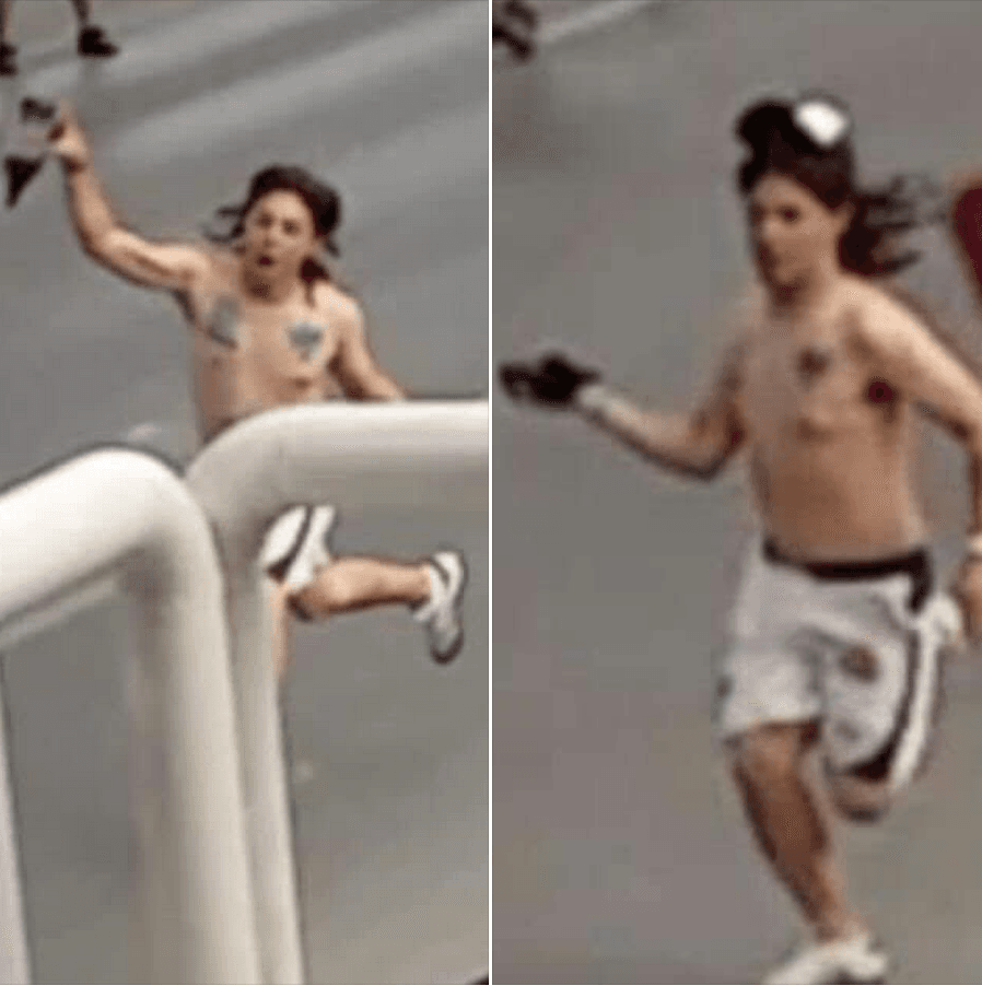 Más imagenes en redes sociales identifican a uno de los presuntos agresores, un fanático con tatuajes con el escudo de Rayados de Monterrey.