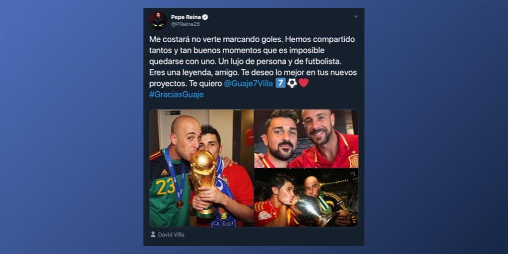 Estas son las reacciones en redes después del anuncio del retiro del futbol de David Villa.