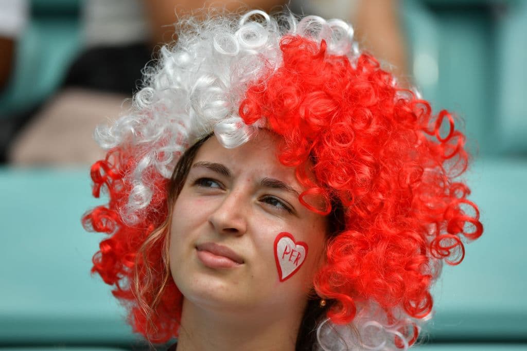 A Peru supporter looks on prior to the Russia 2018 World Cup Group C football match between Australia and Peru at the Fisht Stadium in Sochi on June 26, 2018. (Photo by Nelson Almeida / AFP) / RESTRICTED TO EDITORIAL USE - NO MOBILE PUSH ALERTS/DOWNLOADS (Photo credit should read NELSON ALMEIDA/AFP/Getty Images)