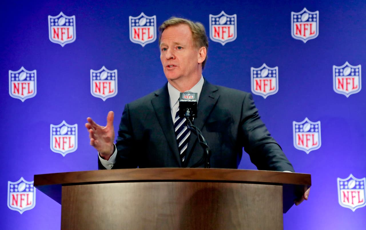 NFL commissioner Roger Goodell speaks during a news conference, Wednesday, Oct. 18, 2017, in New York. (AP Photo/Julie Jacobson)