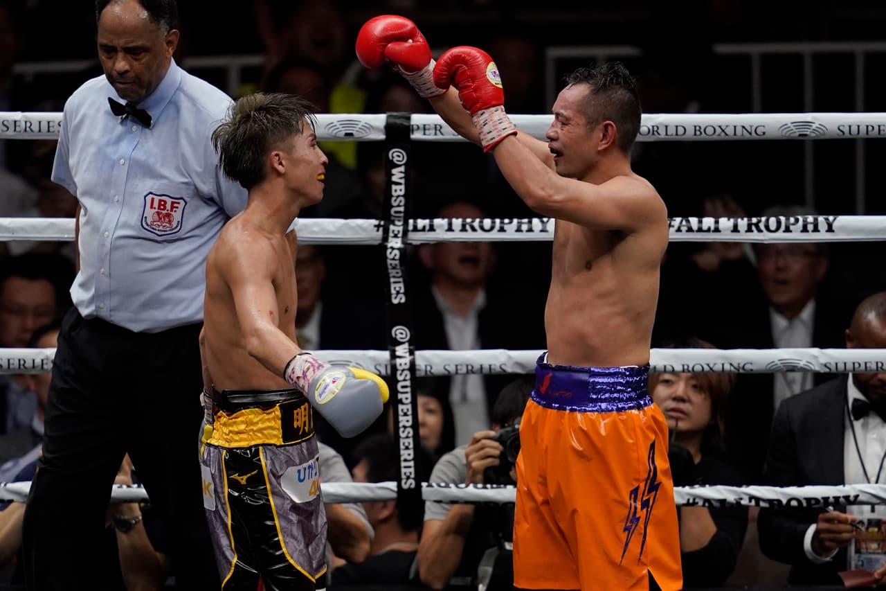 SAITAMA, JAPAN - NOVEMBER 07: Naoya Inoue (L) of Japan hugs Nonito Donaire of the Philippines after the WBSS Bantamweight Final at Saitama Super Arena on November 07, 2019 in Saitama, Japan. (Photo by Toru Hanai/Getty Images)