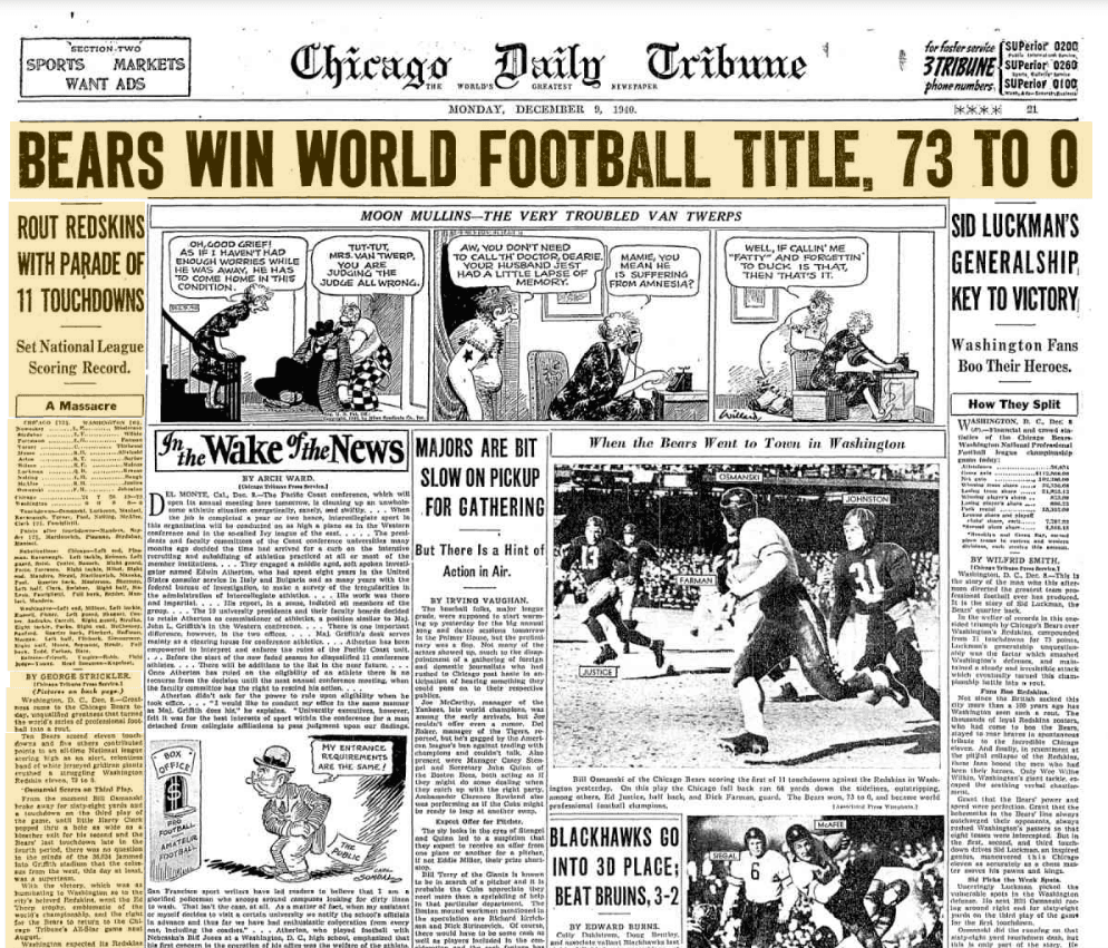 Así titulaba el Chicago Daily Tribune el día después del partido.