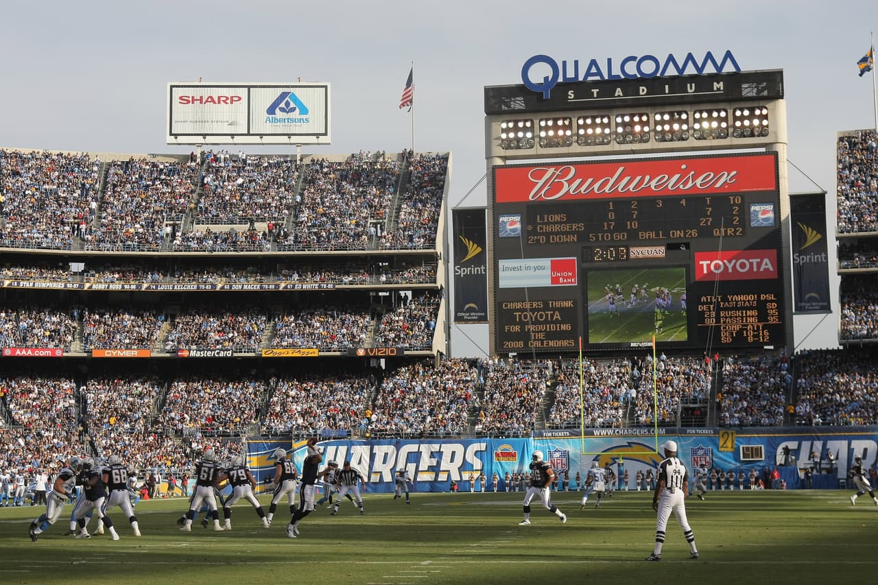 El Qualcomm Stadium de San Diego, California. Sería lindo que haya mundial tras la partida de los Cargadores de la NFL.