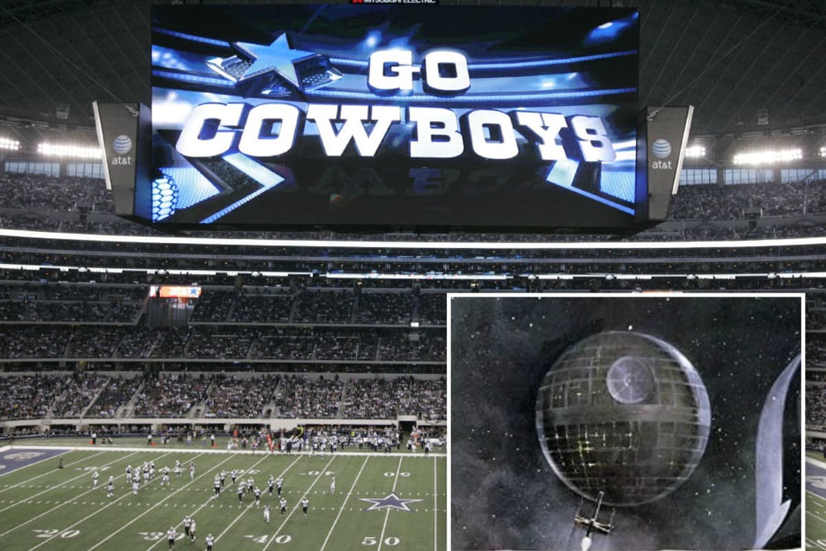 Cowboys Stadium como the Death Star: Con el sólo parecido esta comparación se ajusta. ¿Y los Cowboys vistiendo sus uniformes blancos como los Stormtroopers? Bueno, eso es “la cereza del pastel”.