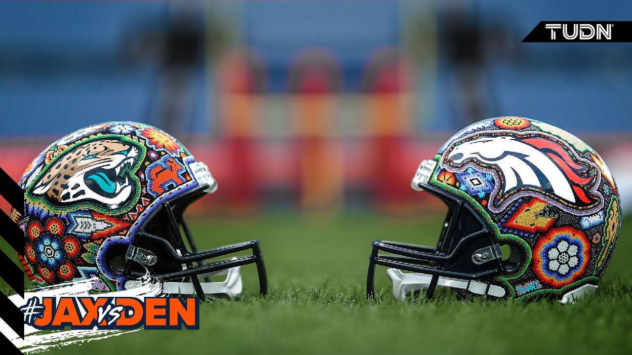Arte huichol en el Jaguars vs Broncos