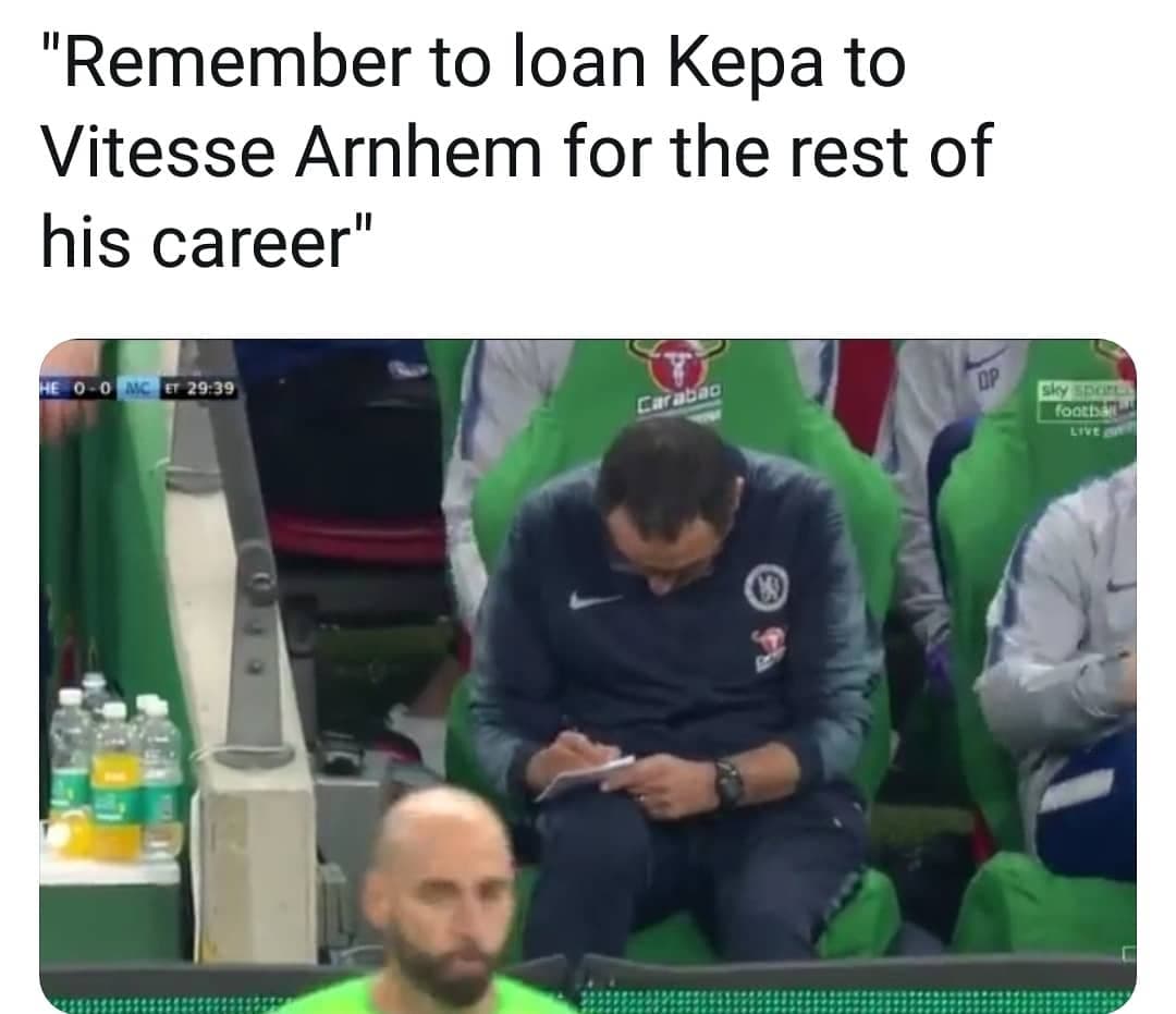 "Recuerda ceder a Kepa al Vitesse Arnhem por el resto de su carrera".