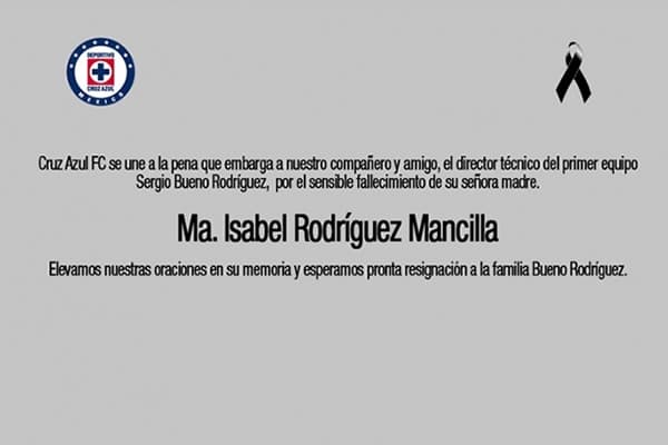 Luto en Cruz Azul, falleció mamá de Sergio Bueno