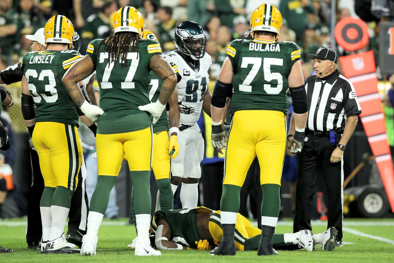 Se acabó la buena racha de los Gren Bay Packers, Philadelphia Eagles ganan 34-27 en un juego accidentado y marcado por las lesiones.