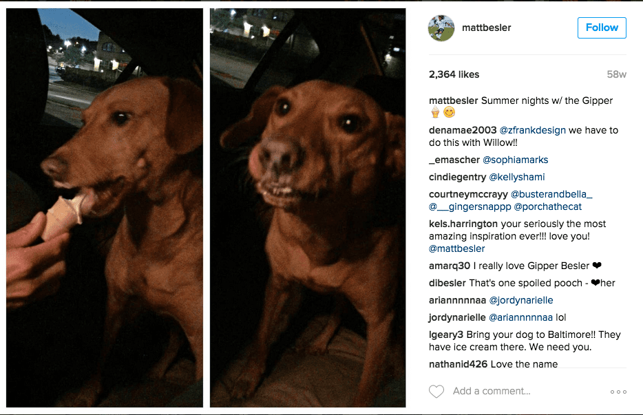 DEFENSA: Gipper, el perro del defensor de Sporting KC Matt Besler, disfruta con un buen helado en el verano.