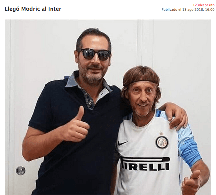 De a poco se aleja la opción de que el croata Luka Modric pase del Real Madrid a Inter, pero eso no impide que algunos recurran al sarcasmo gráfico.