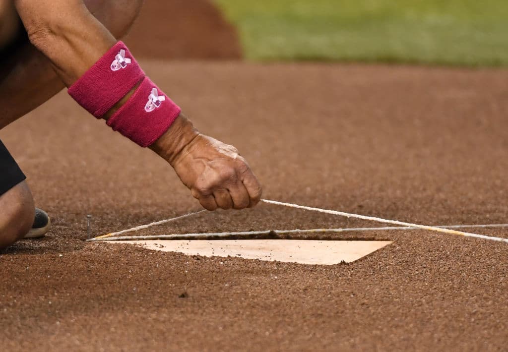 Con mensajes en el rostro, en los zapatos, con guenteletas, muñequeras, guantes, bates y detalles en las bases y otras señales, los peloteros en las Ligas Mayores celebraron el Día de las Madres tiñendo los diamantes de Major League Baseball de rosa. Incluso algunos de los miembros de mantenimiento de los campos ligamayoristas se unieron a la festividad.