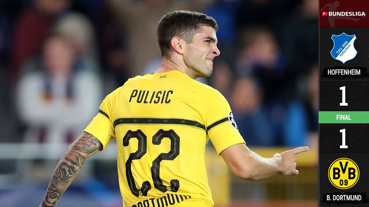 Pulisic rescata un agónico empate para el Dortmund cuando ya tenían un hombre menos