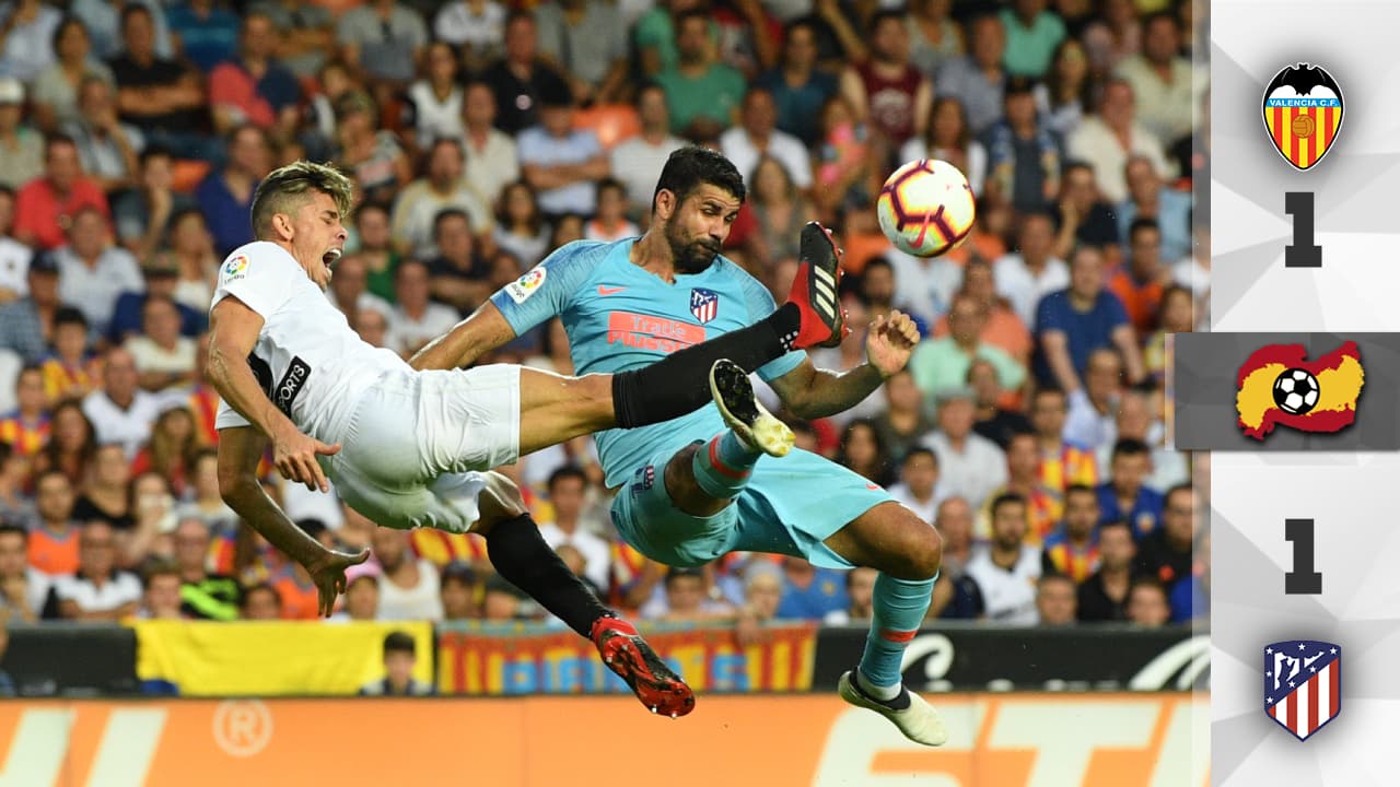 Valencia y Atlético igualaron en un partido intenso y de fuerzas parejas