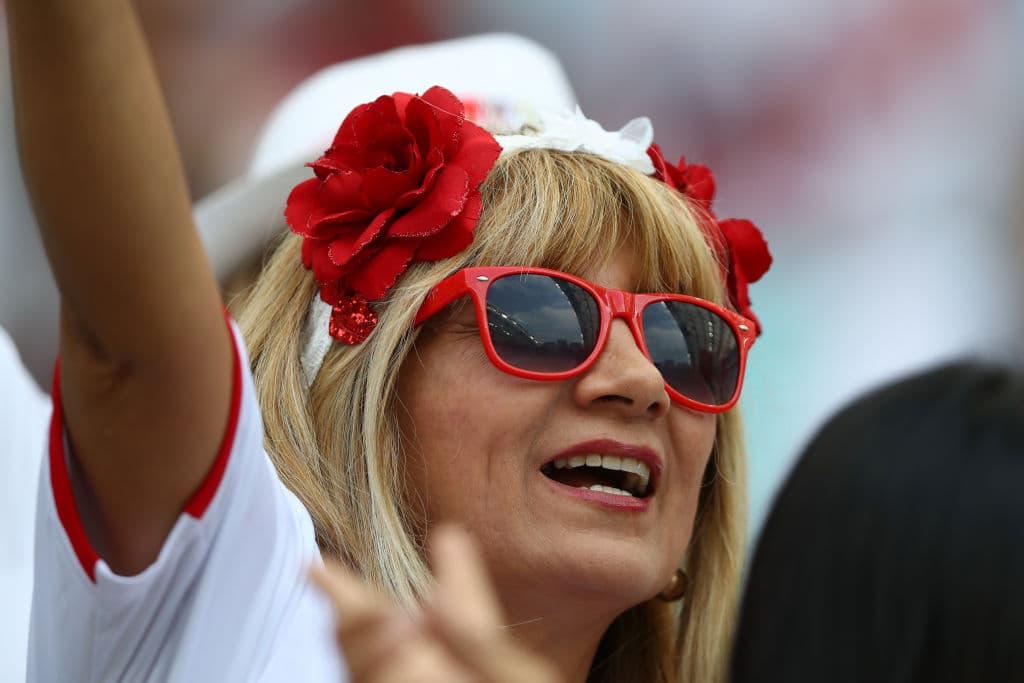 SOCHI, RUSSIA - JUNE 26: A Peru fan looks on prior to the 2018 FIFA World Cup Russia group C match between Australia and Peru at Fisht Stadium on June 26, 2018 in Sochi, Russia. (Photo by Dean Mouhtaropoulos/Getty Images)