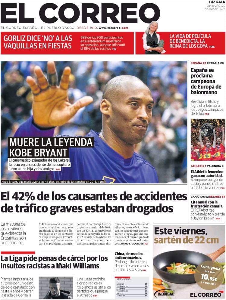Kobe Bryant paraliza al mundo con su muerte y se convierte en tendencia a nivel internacional.
