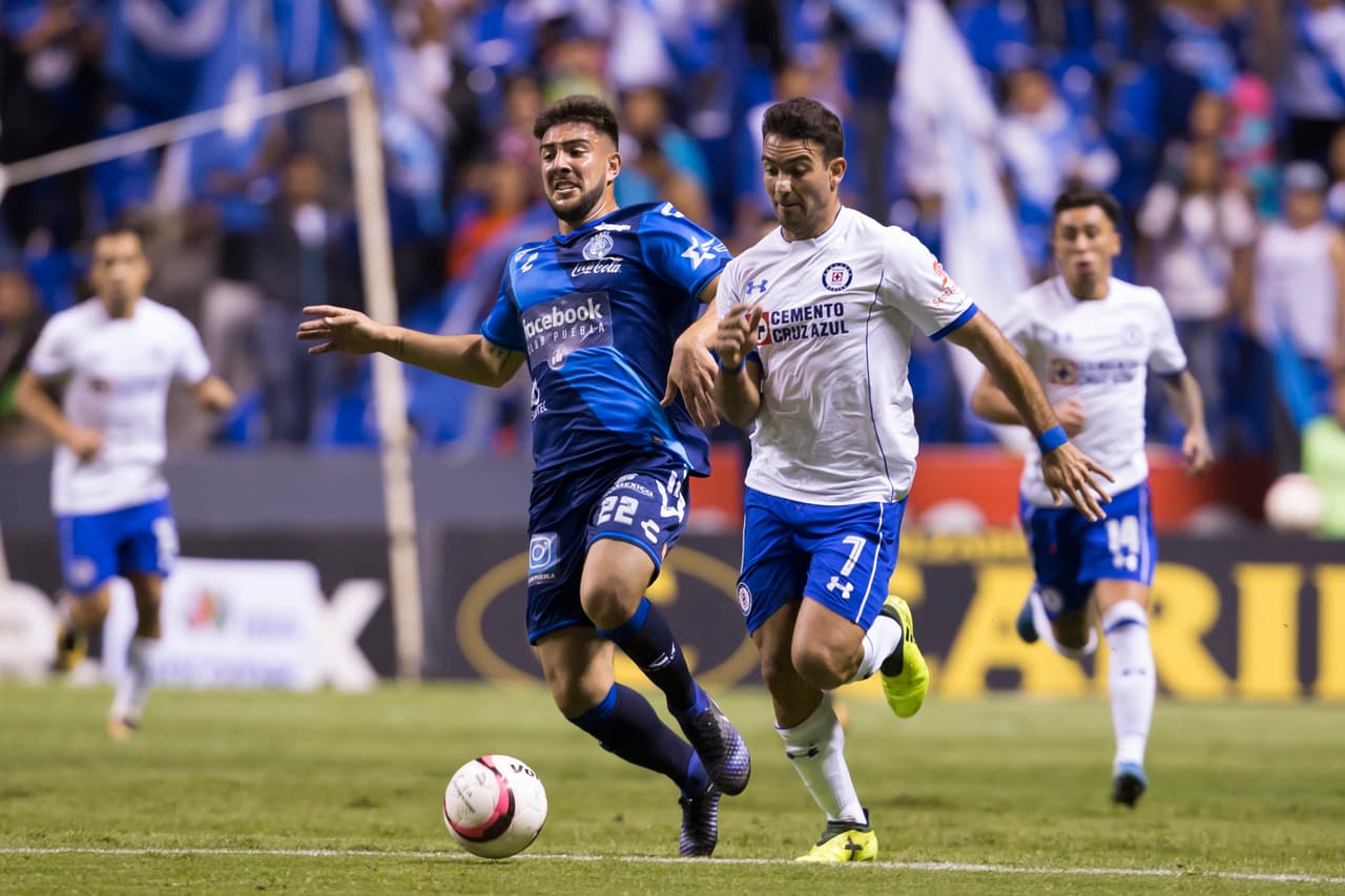 Lucas Cavallini (der.), jugador de Canadá en Puebla.