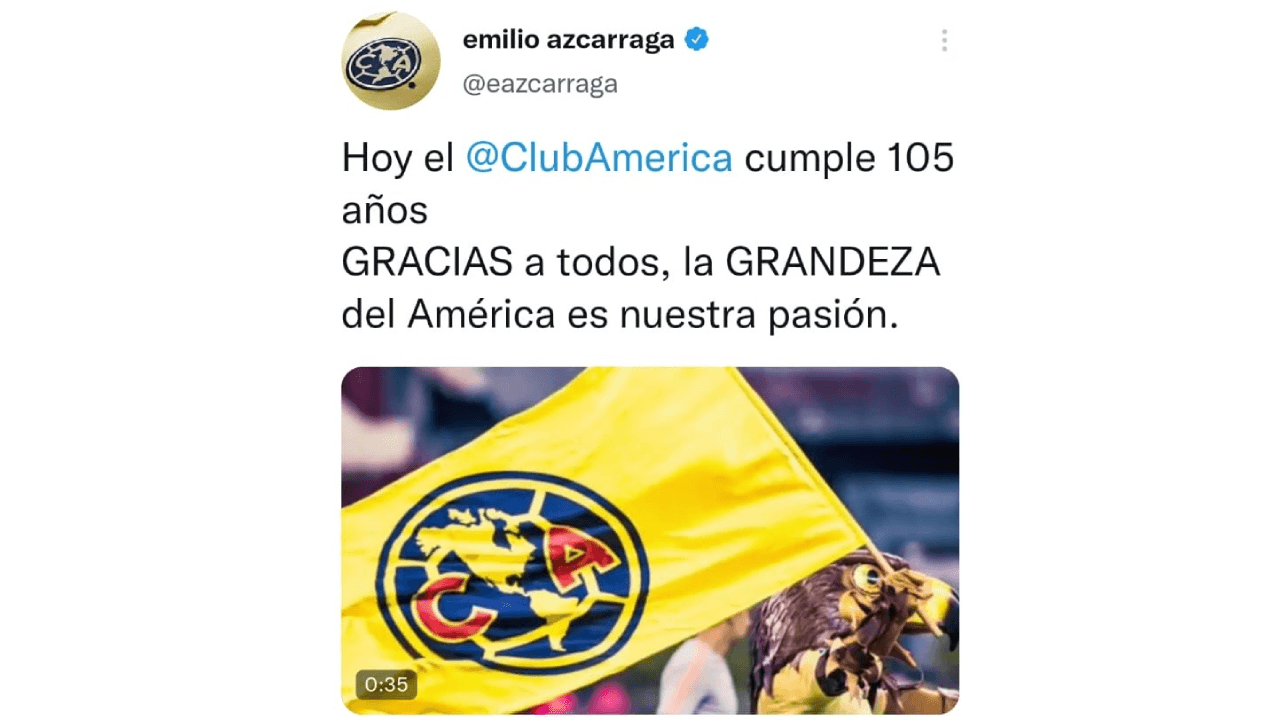 El Club más grande de América cumple 105 años de existencia y las felicitaciones se hicieron extensas en redes sociales. Aficionados, jugadores y ex jugadores, otros clubes y periodistas se sumaron al homenaje de las Águilas.