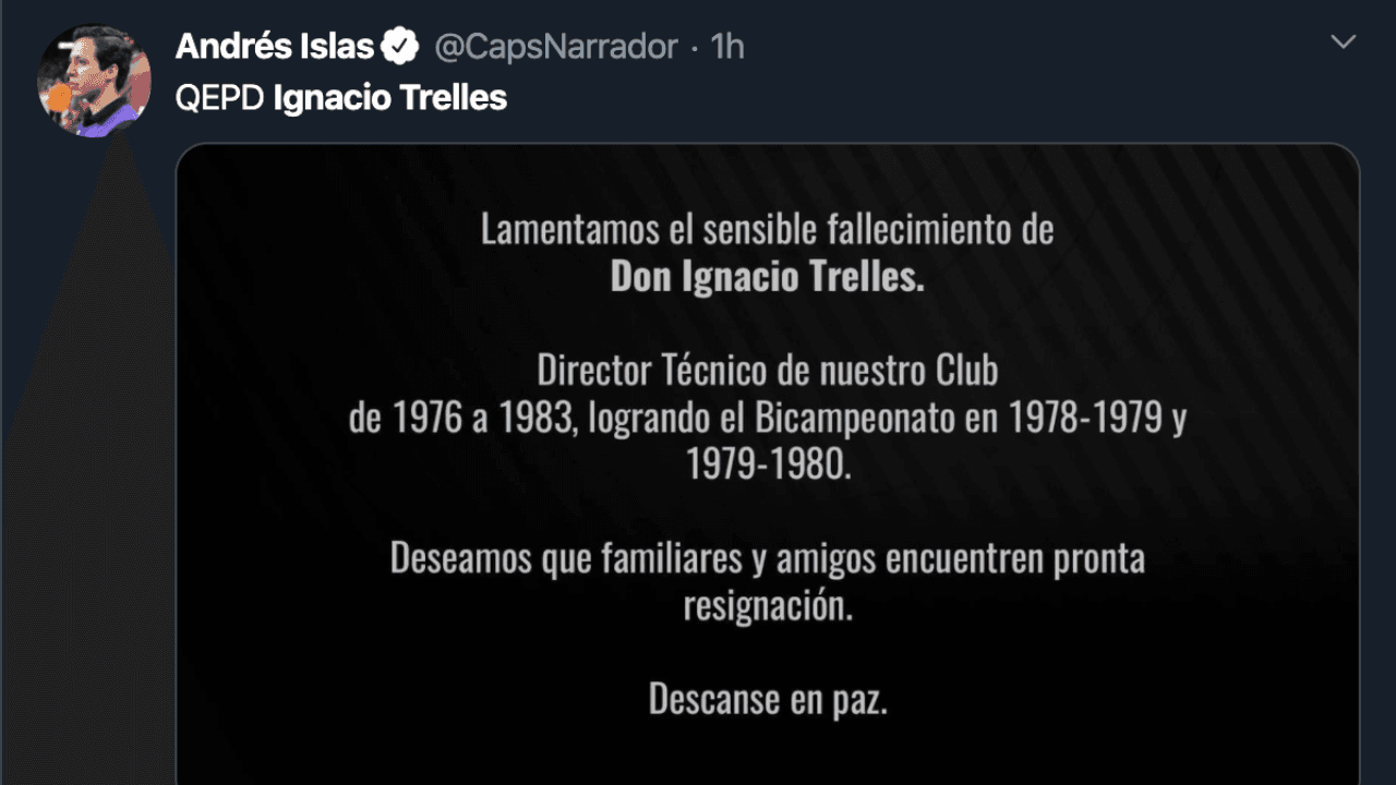 Así reacciona el mundo futbolístico ante el fallecimiento de Ignacio Trelles a sus 103 años.