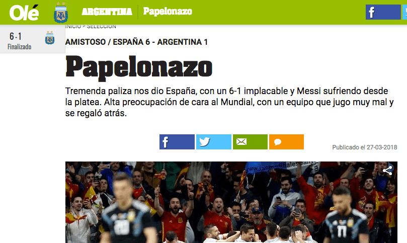 Olé en Argentina (online).