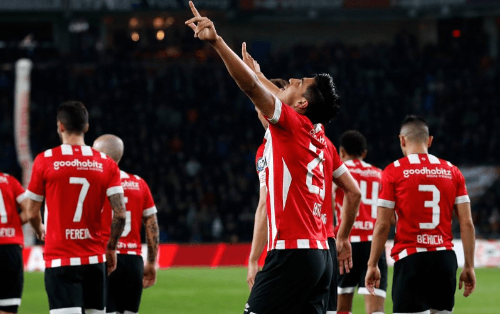Al minuto 79 llegó el primer gol mexicano y lo hizo el 'Guti'. El mediocampista cazó un rebote cerca del punto penal y de zurda puso en el marcador lo que era el 5-0; su tercera anotación con la playera del PSV.