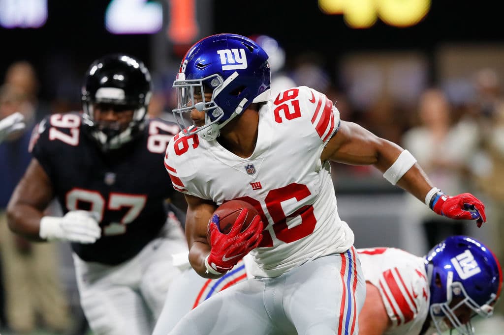 Los Giants daban visos de quererse recuperar. El corredor novato Saquon Barkley corrió para 2 yardas y anotó touchdown para los visitantes, que se acercaron 20-12, aunque fallaron la conversión