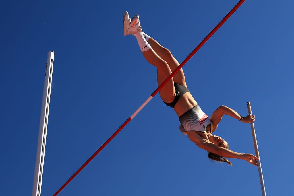 Así conquistó el oro en el salto con pértiga la alemana Leni Freyja Wildgrube al alcanzar 4 metros y 17 centímetros.