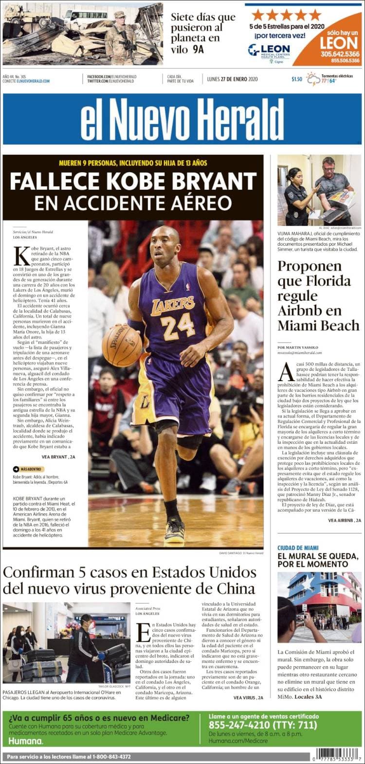 Kobe Bryant paraliza al mundo con su muerte y se convierte en tendencia a nivel internacional.