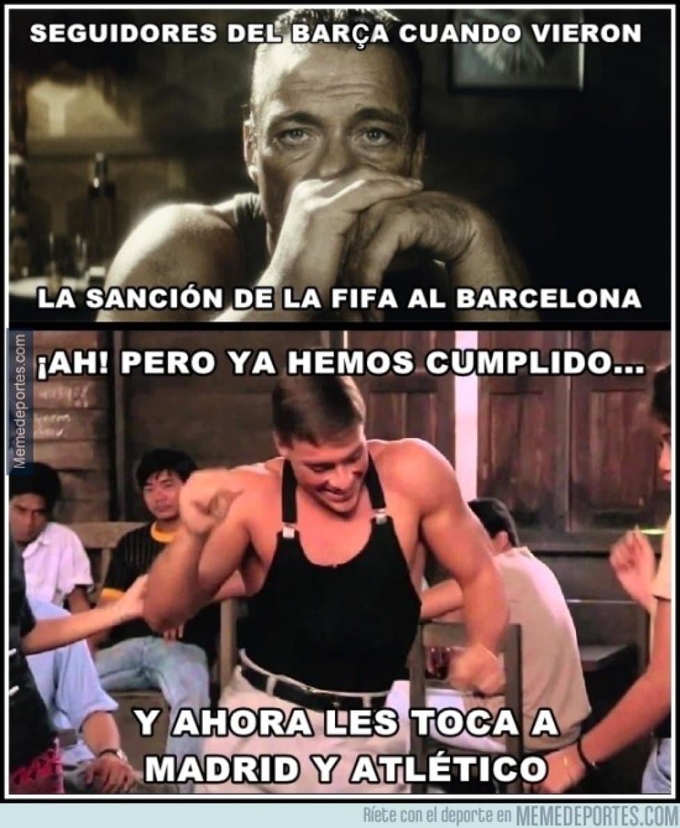 Los usuarios de la red no desaprovecharon la oportunidad para burlarse de los equipos de Madrid que no podrán contratar jugadores durante un año.