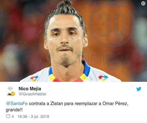 En redes sociales surgió el rumor de la llegada del sueco Zlatan Ibrahimovic del LA Galaxy de la MLS a Independiente Santa Fe en el fútbol colombiano, lo que generó hilarantes reacciones entre los usuarios.