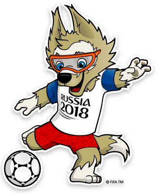 <b>Rusia 2018 - </b>Zabivaka, un lobo ruso cuyo uniforme es el de los colores del país anfitrión. Además, lleva unas gafas únicas y su nombre significa pequeño futbolista.