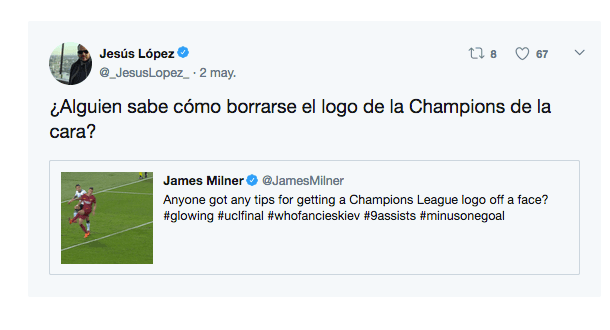 La reacción en redes sociales de los usuarios en todos los idiomas fue inmediata, lejos de que sucedió un día después del partido que los clasificó como finalistas a los de Liverpool.