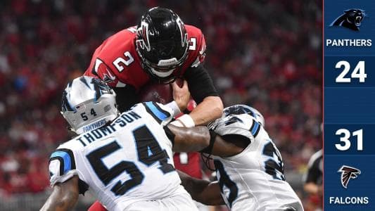 Pese a las más de 300 yardas por aire de Cam Newton, los Falcons derrotaron a los Panthers con dos touchdowns terrestres (sí, leyeron bien) de Matt Ryan. Añadió un par más por aire.