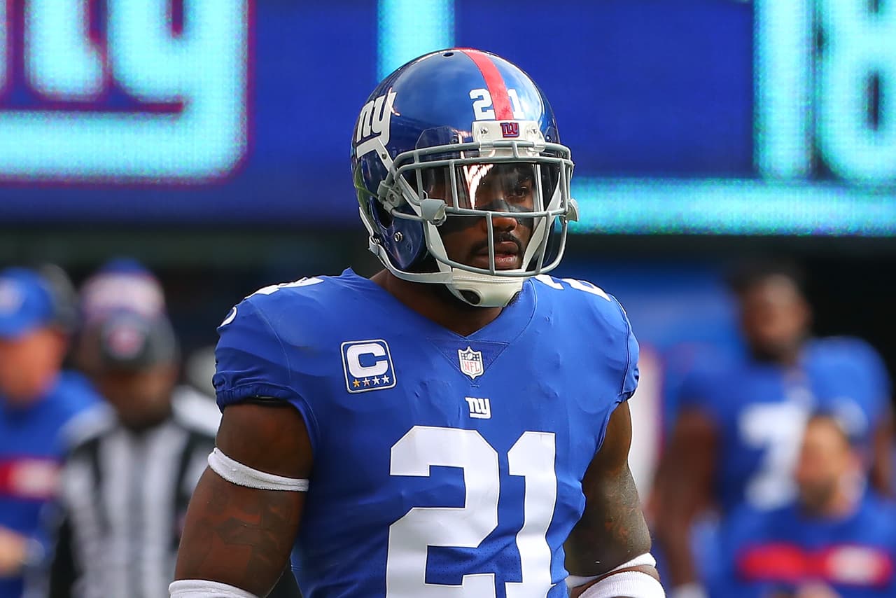 New York Giants strong safety Landon Collins (21) during the National Football League game between the Washington Redskins and the New York Giants on October 28, 2018 at Met Life Stadium in East Rutherford, NJ.