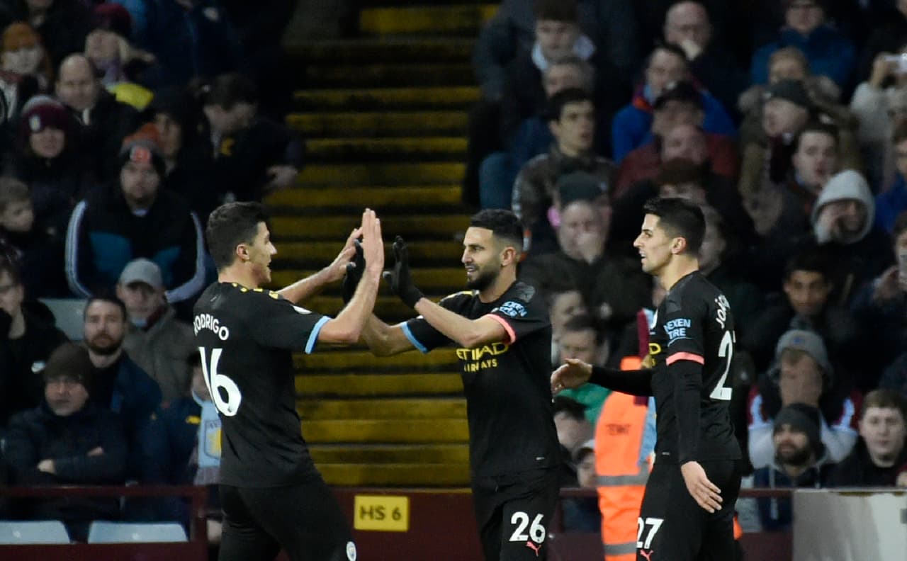 Con triplete de Segio Agüero, doblete de Riyad Mahrez y gol de Gabriel Jesus, Manchester City golea 1-6 al Aston Villa en su casa.