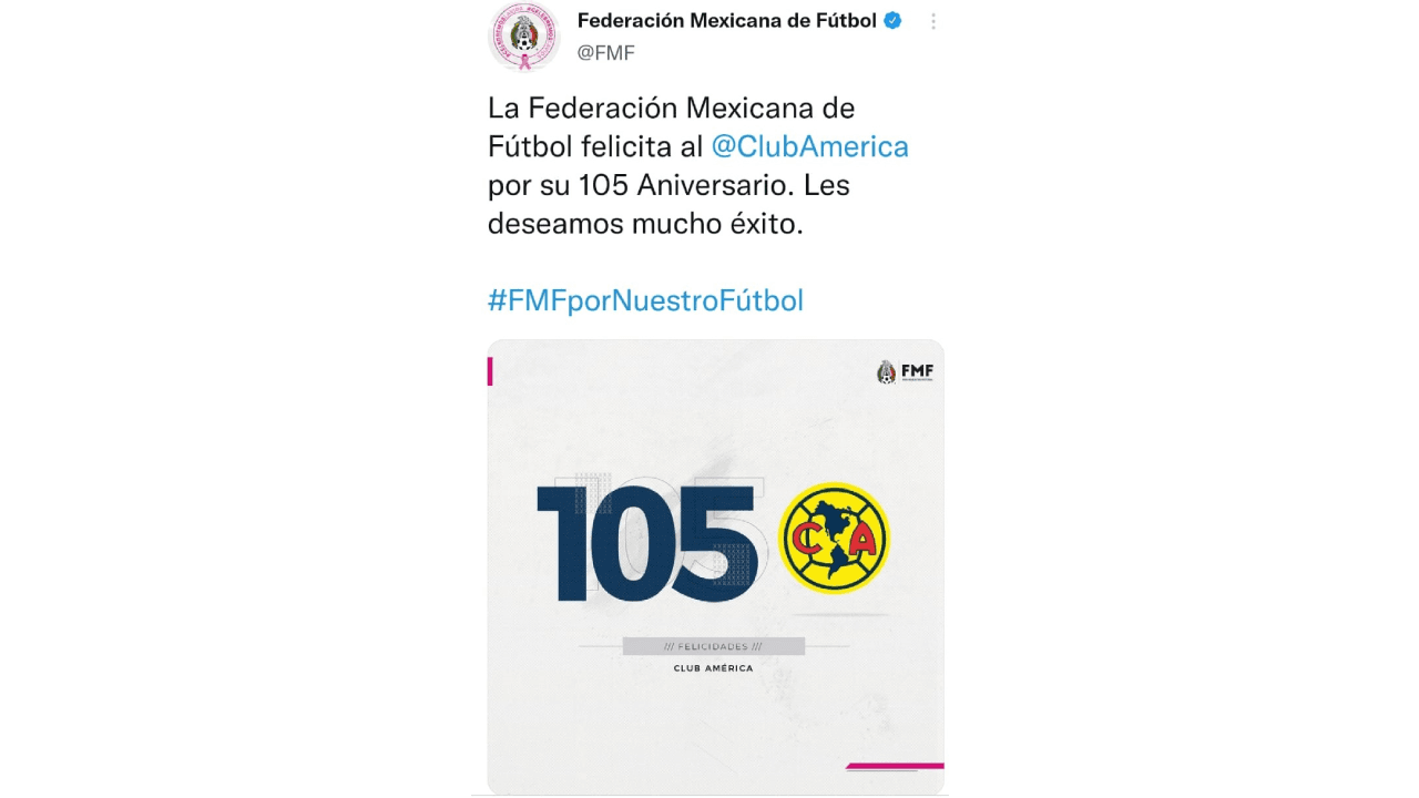 El Club más grande de América cumple 105 años de existencia y las felicitaciones se hicieron extensas en redes sociales. Aficionados, jugadores y ex jugadores, otros clubes y periodistas se sumaron al homenaje de las Águilas.