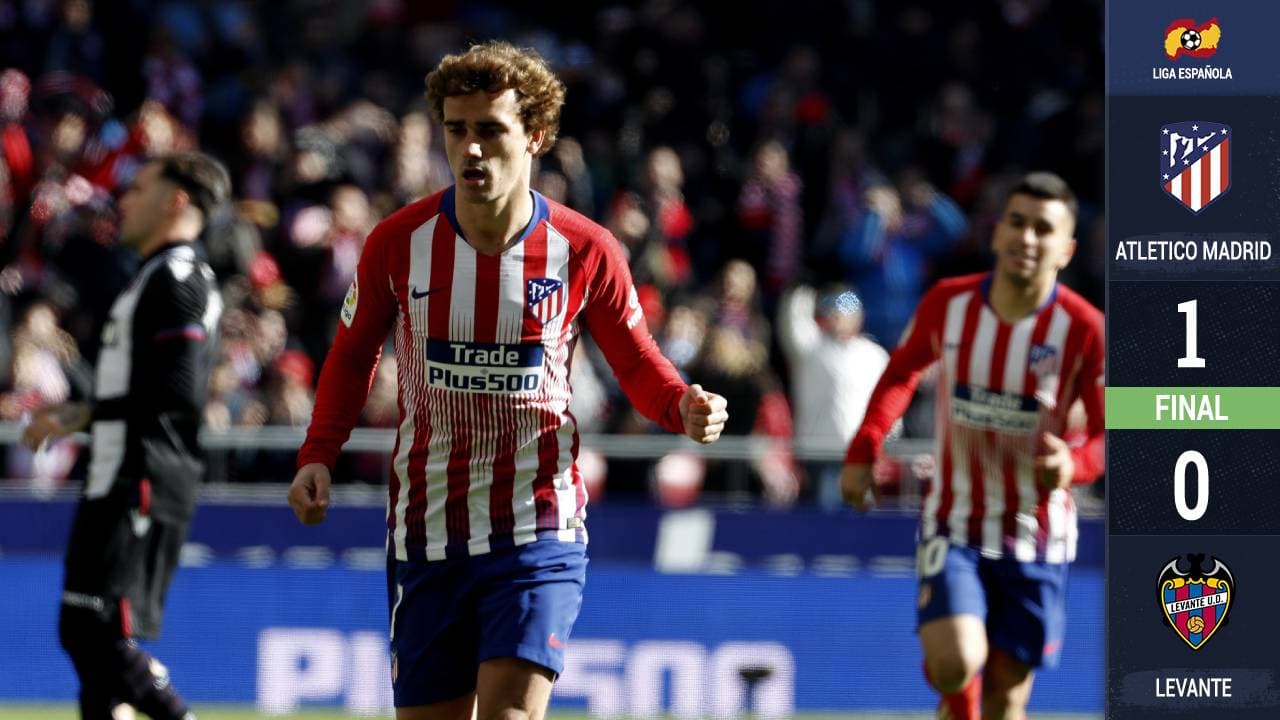 El Atlético de Madrid derrota al Levante y se mantiene a la sombra del Barcelona