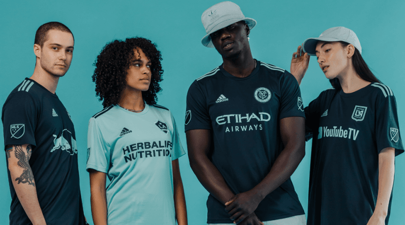 Algunos de los uniformes Parley que se podrán ver el fin de semana en la Jornada 8 de MLS.