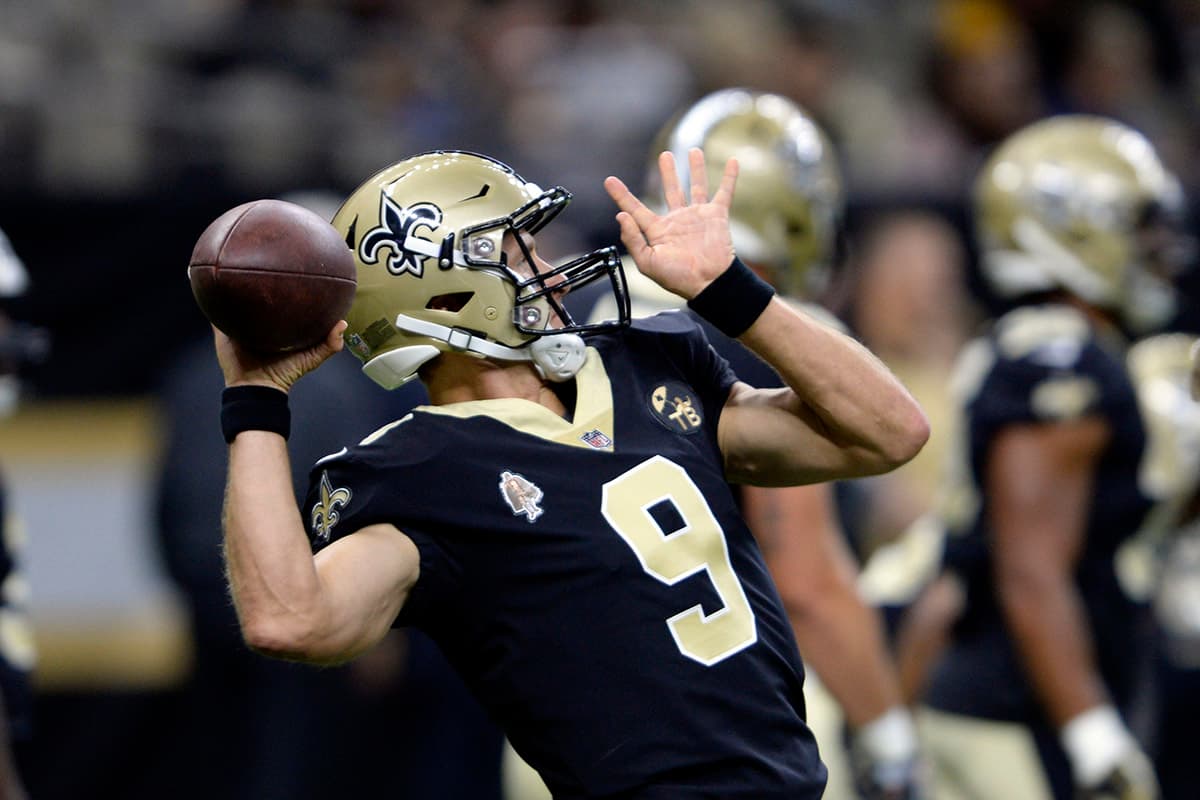 En cuanto a los Saints, el mariscal de campo titular Drew Brees (en la foto) solo hizo parte del calentamiento, no tuvo acción de juego.