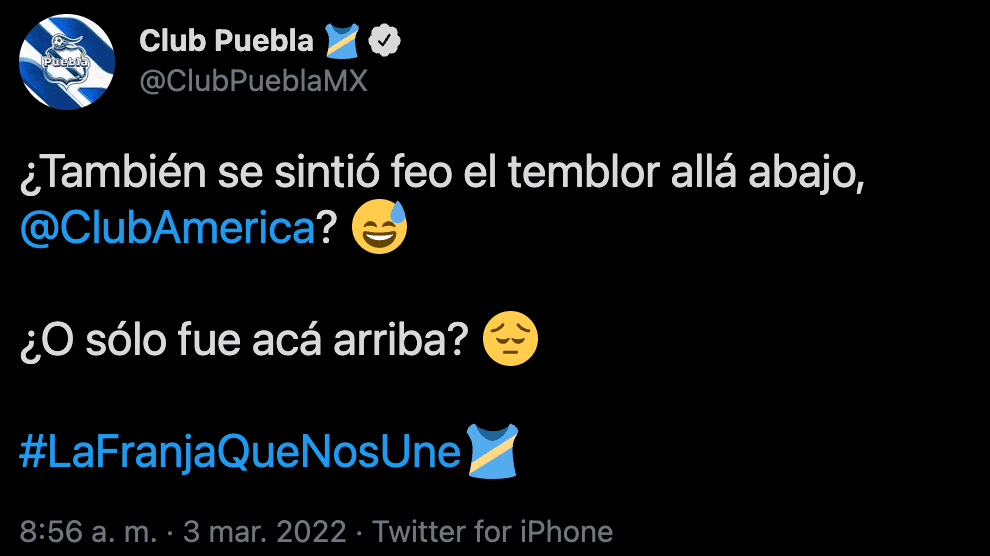 Tiembla en México y el Puebla se burla de las Águilas del América