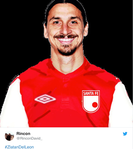 En redes sociales surgió el rumor de la llegada del sueco Zlatan Ibrahimovic del LA Galaxy de la MLS a Independiente Santa Fe en el fútbol colombiano, lo que generó hilarantes reacciones entre los usuarios.