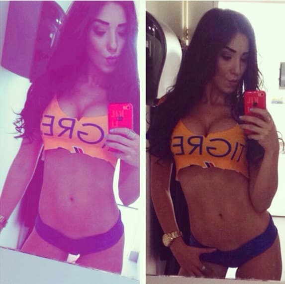 La bella modelo regiomontana es gran seguidora del campeón del fútbol mexicano quien celebró con algarabía el triunfo de su equipo favorito sobre Pumas.