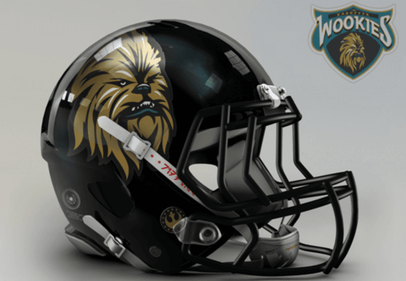 <b>Jacksonville Jaguars</b>
<br>Es el Día de Star Wars y aprovechamos para presentarte los diseños del artista John Raya que son increíbles.
