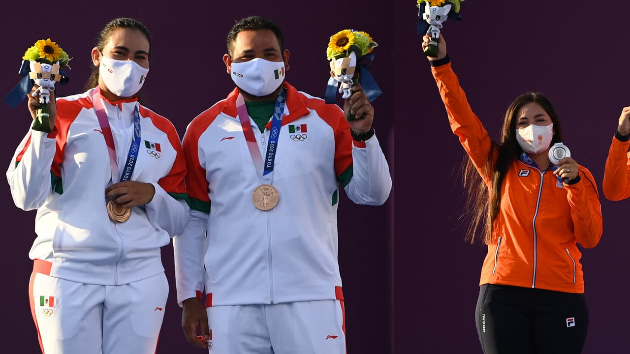Tres mexicanos subieron al podio del tiro con arco mixto