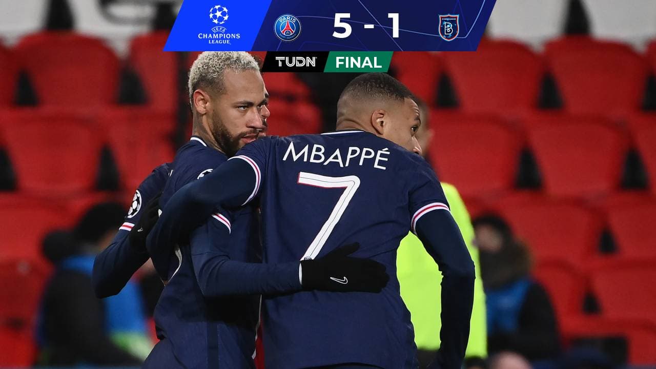 Neymar y Mbappé guían goleada de PSG en Champions