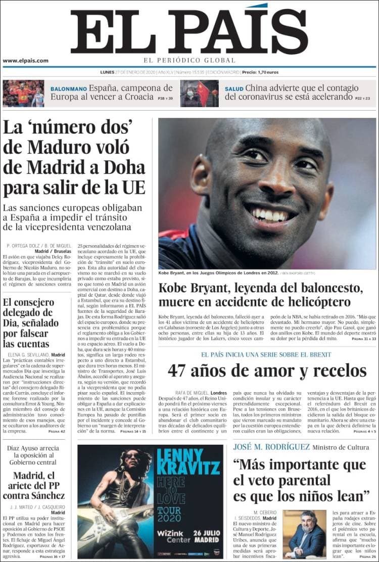 Kobe Bryant paraliza al mundo con su muerte y se convierte en tendencia a nivel internacional.