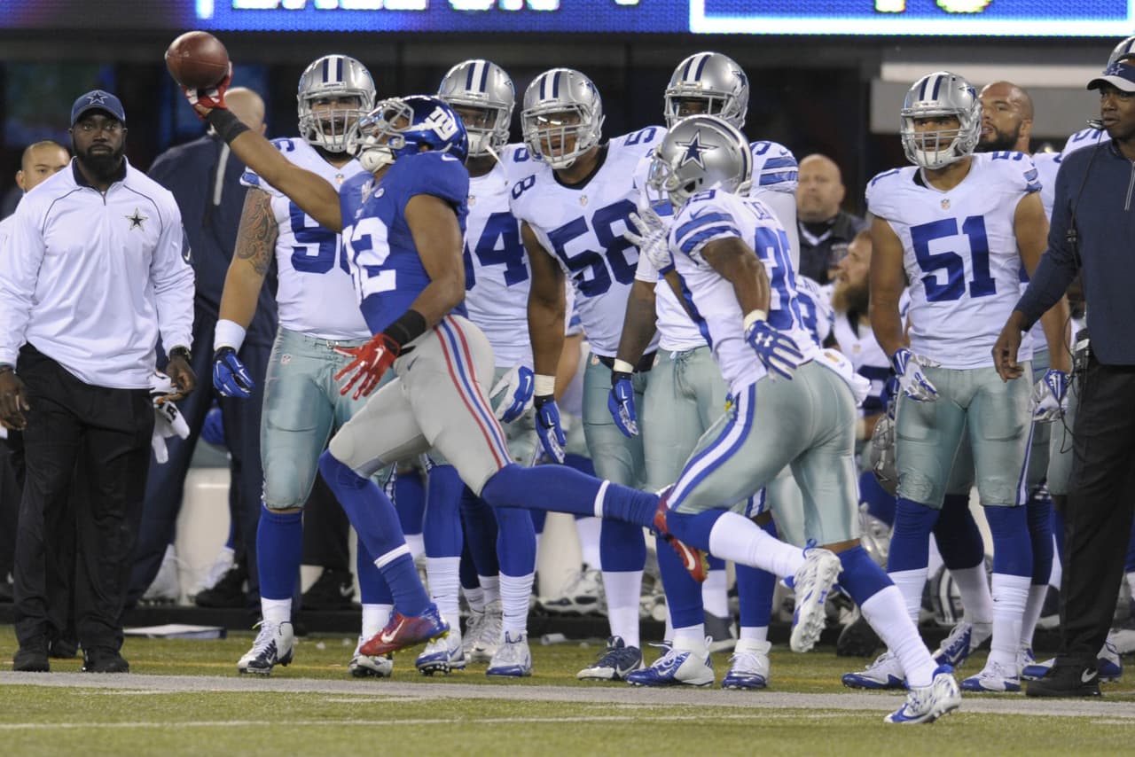 Los New York Giants vencieron 27 - 20 a los Dallas Cowboys que se cansaron de cometer errores, sobre todo las 3 intercepciones que Matt Cassell sufrió.